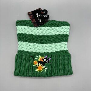 Studio Ghibli Kiki's Delivery Service Jiji Subtle Ear Beanie Green Stripes NEW